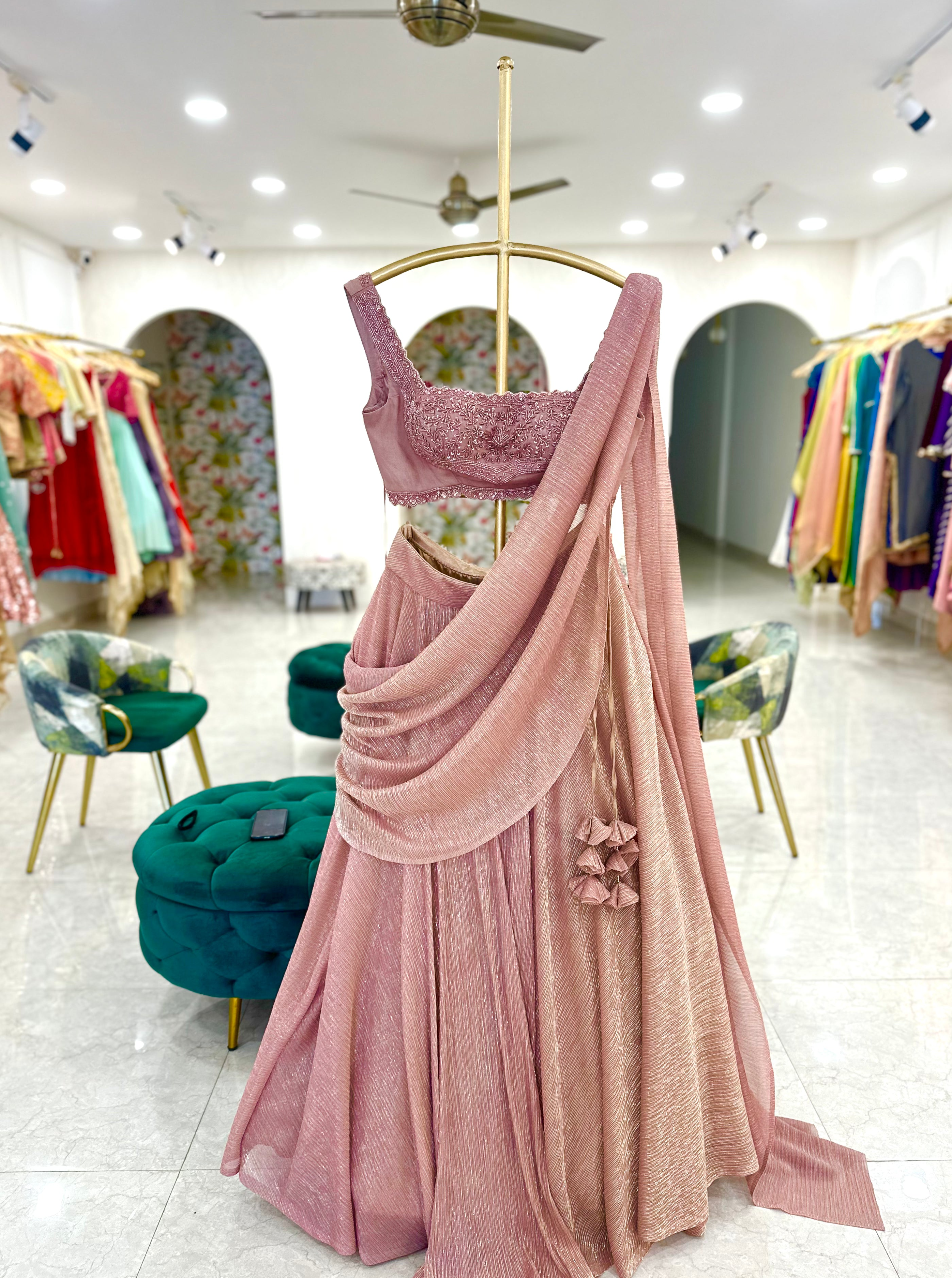 Shimmer Rose Embroidered Lehenga